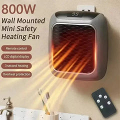 Digital Electric Heater Wall Outlet Plug Small Fan Home Warmer